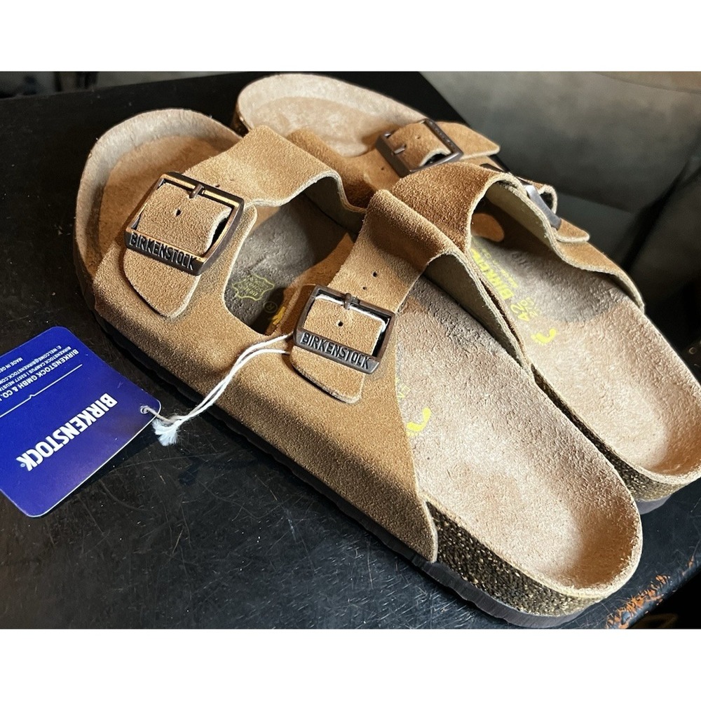 Birkenstock Arizona Unisex Sandals Suede Light Tan Cork Footbed Women's Size 11